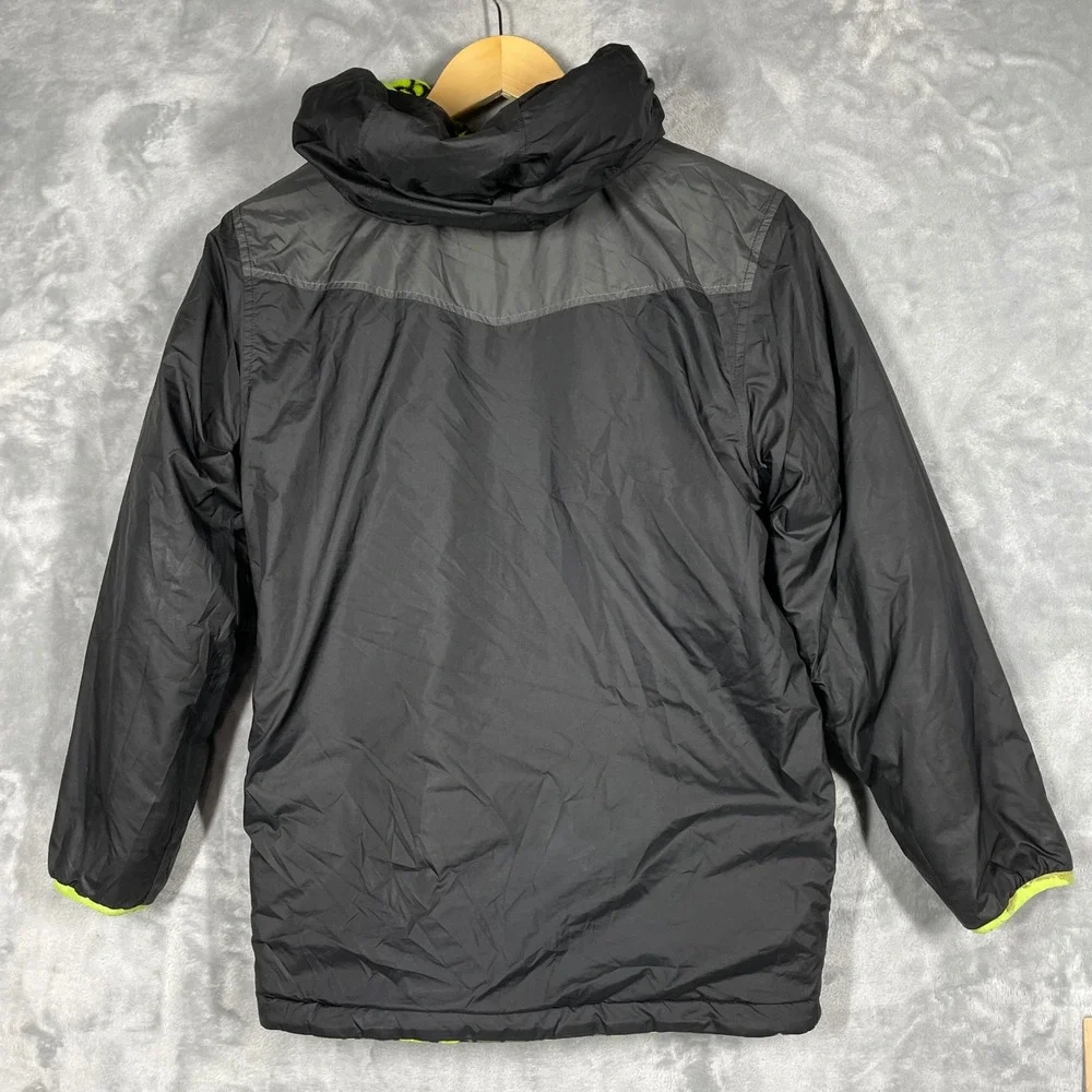 The North Face Boys Reversible Mossbud Swirl Jacket Green Camo Black L 14/16